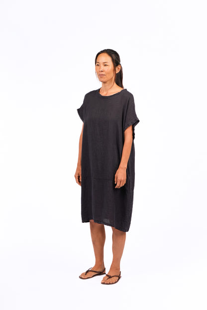 Montaigne Eliza Slimline Linen Dress Black