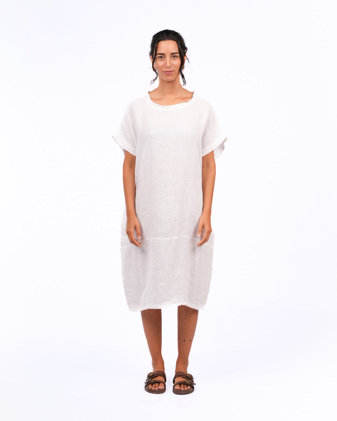 Montaigne Eliza Slimline Linen Dress White