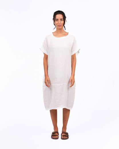 Montaigne Eliza Slimline Linen Dress White