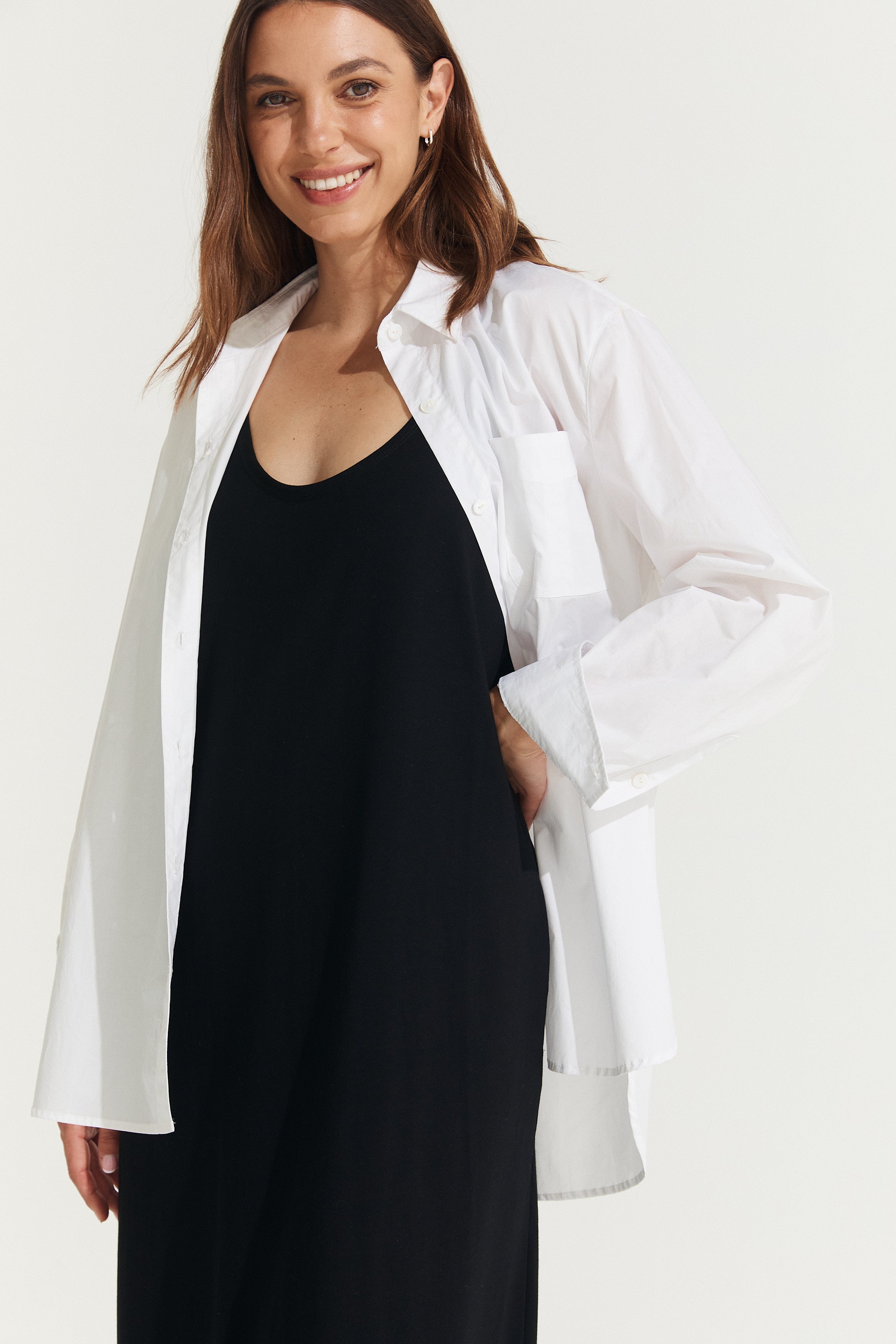 Montaigne Essential Cotton Longline Dress Black4