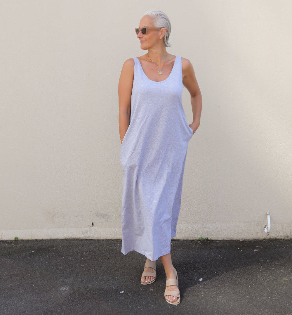 Montaigne Essential Cotton Longline Dress Grey Melange