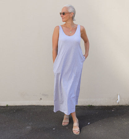 Montaigne Essential Cotton Longline Dress Grey Melange