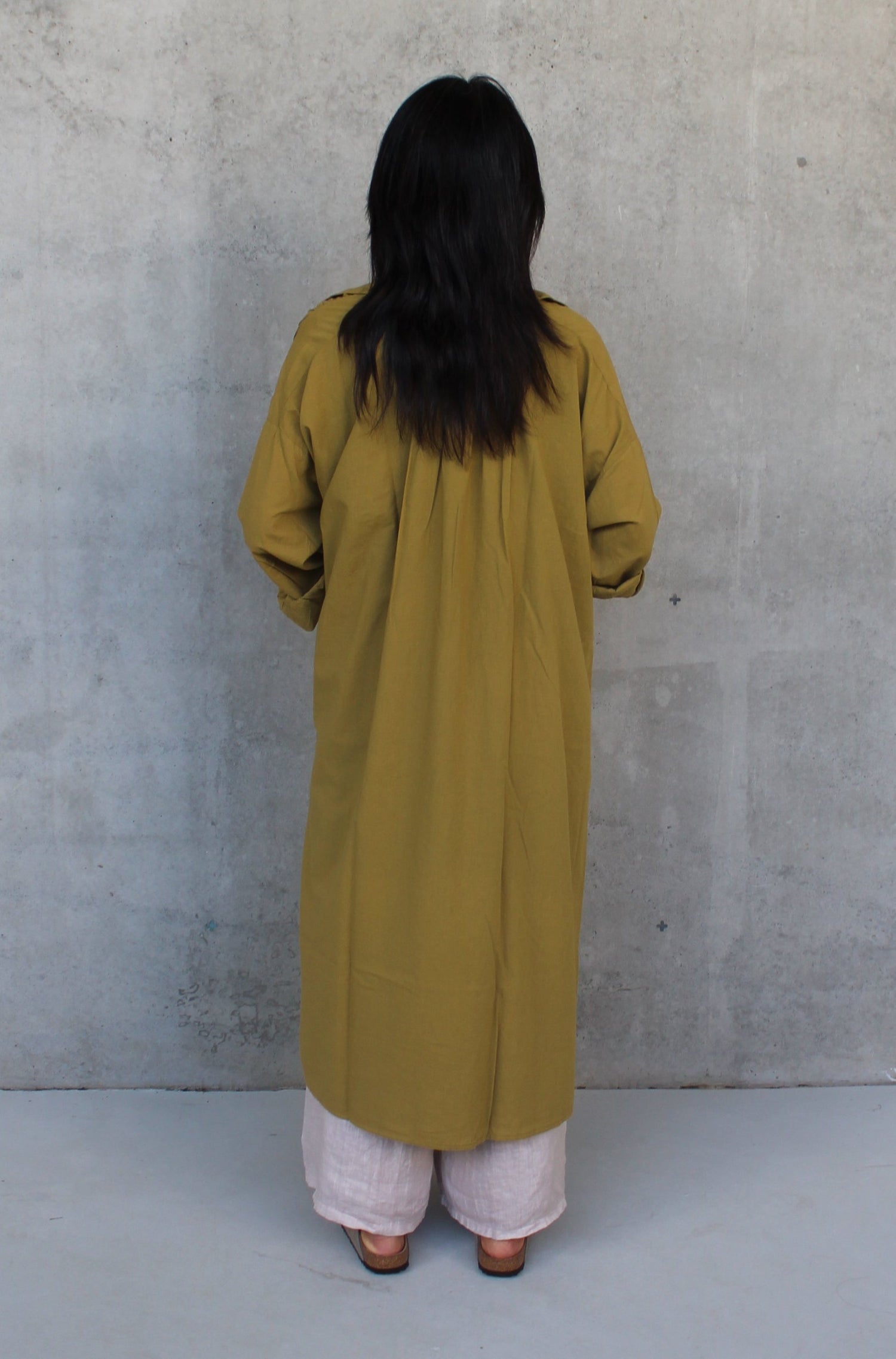 Montaigne Frederic Oversized Cotton Shirt Dress Moss2