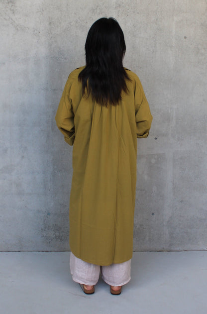 Montaigne Frederic Oversized Cotton Shirt Dress Moss2