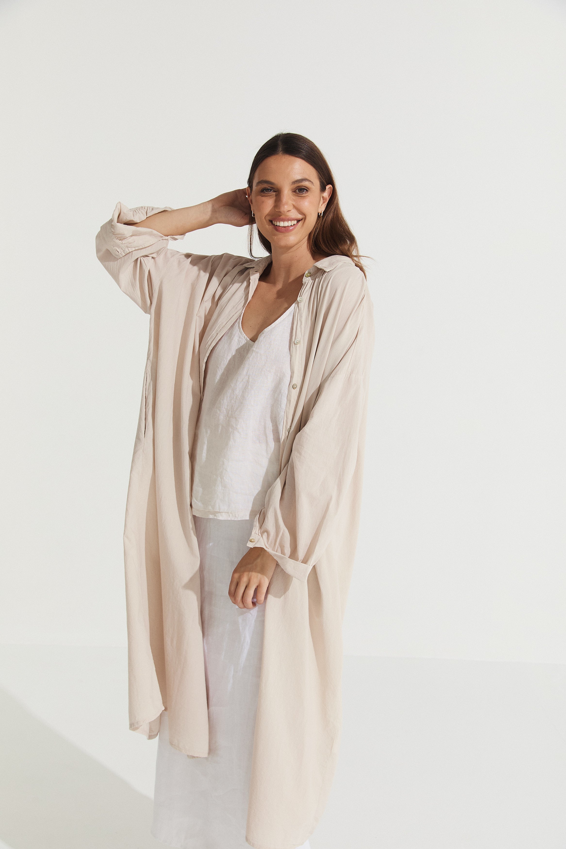 Montaigne Frederic Oversized Cotton Shirt Dress Natural