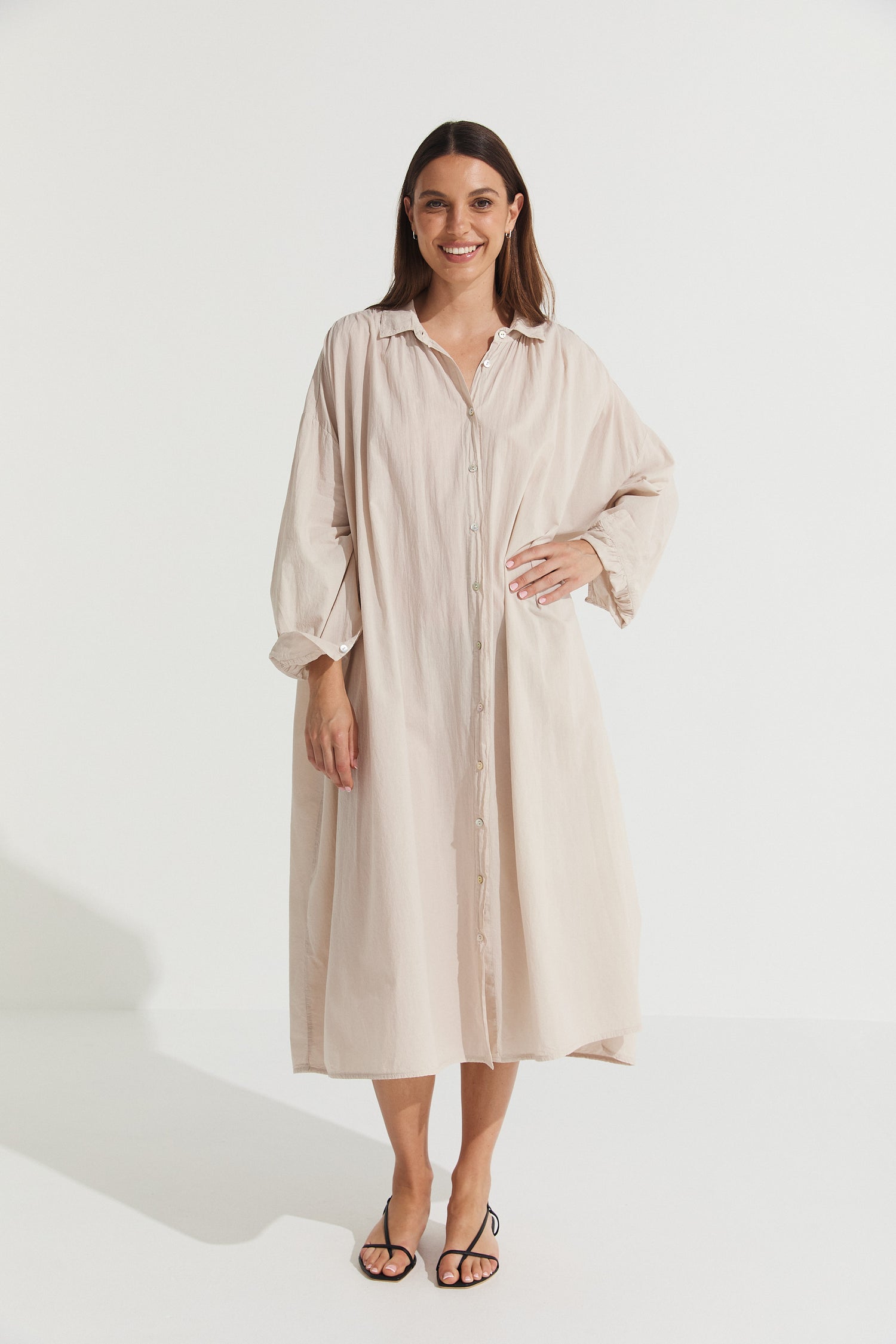 Montaigne Frederic Oversized Cotton Shirt Dress Natural3