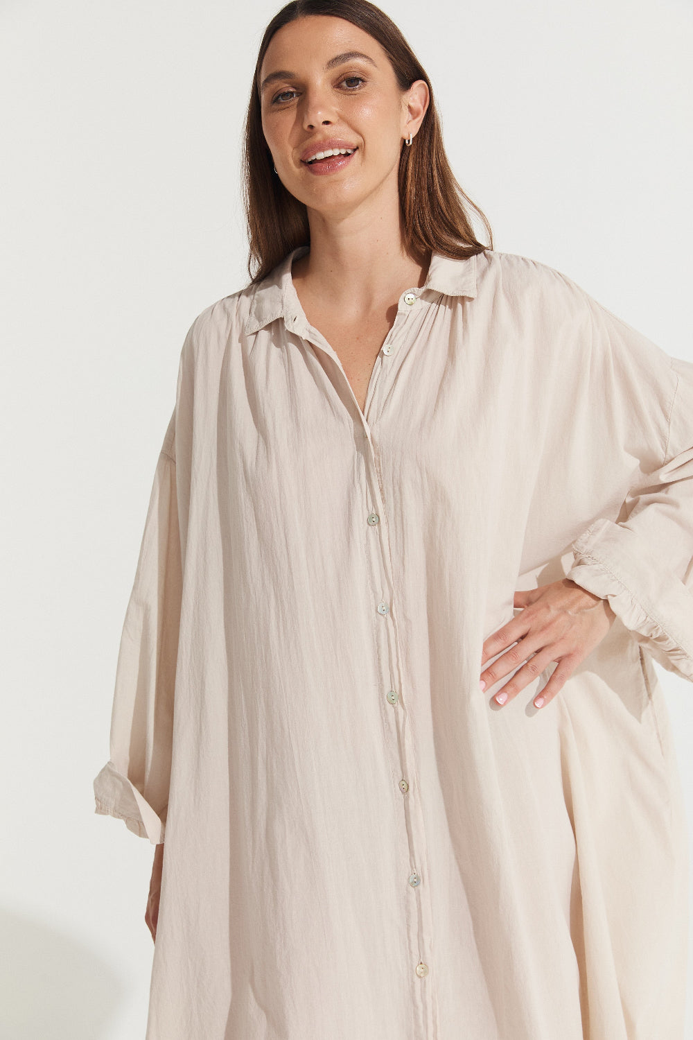 Montaigne Frederic Oversized Cotton Shirt Dress Natural4