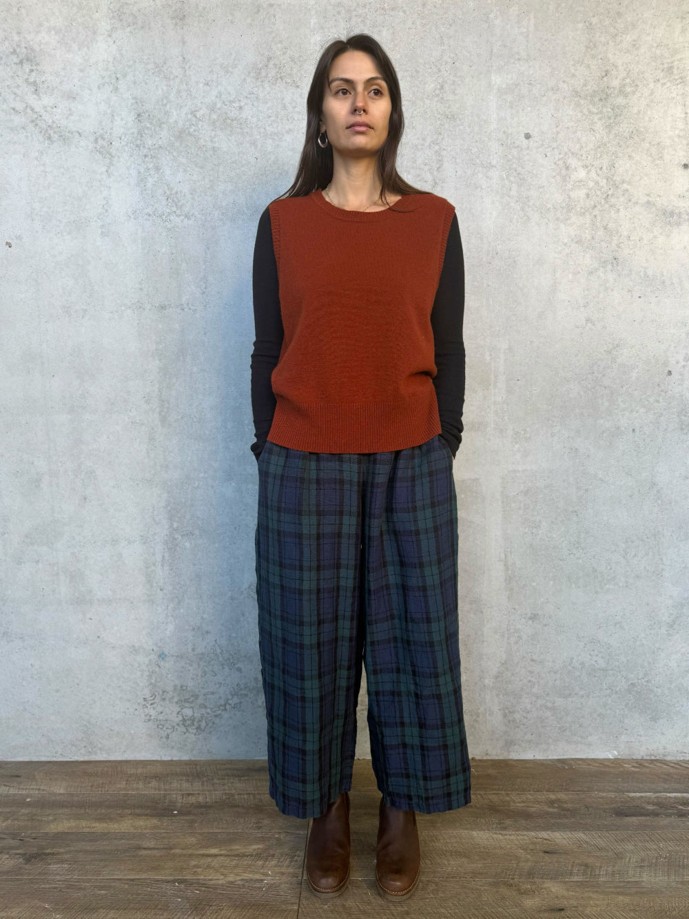 Montaigne Ines French Linen Tartan Pants
