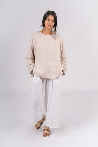 Montaigne Inès Full Length Tapered Pant White2