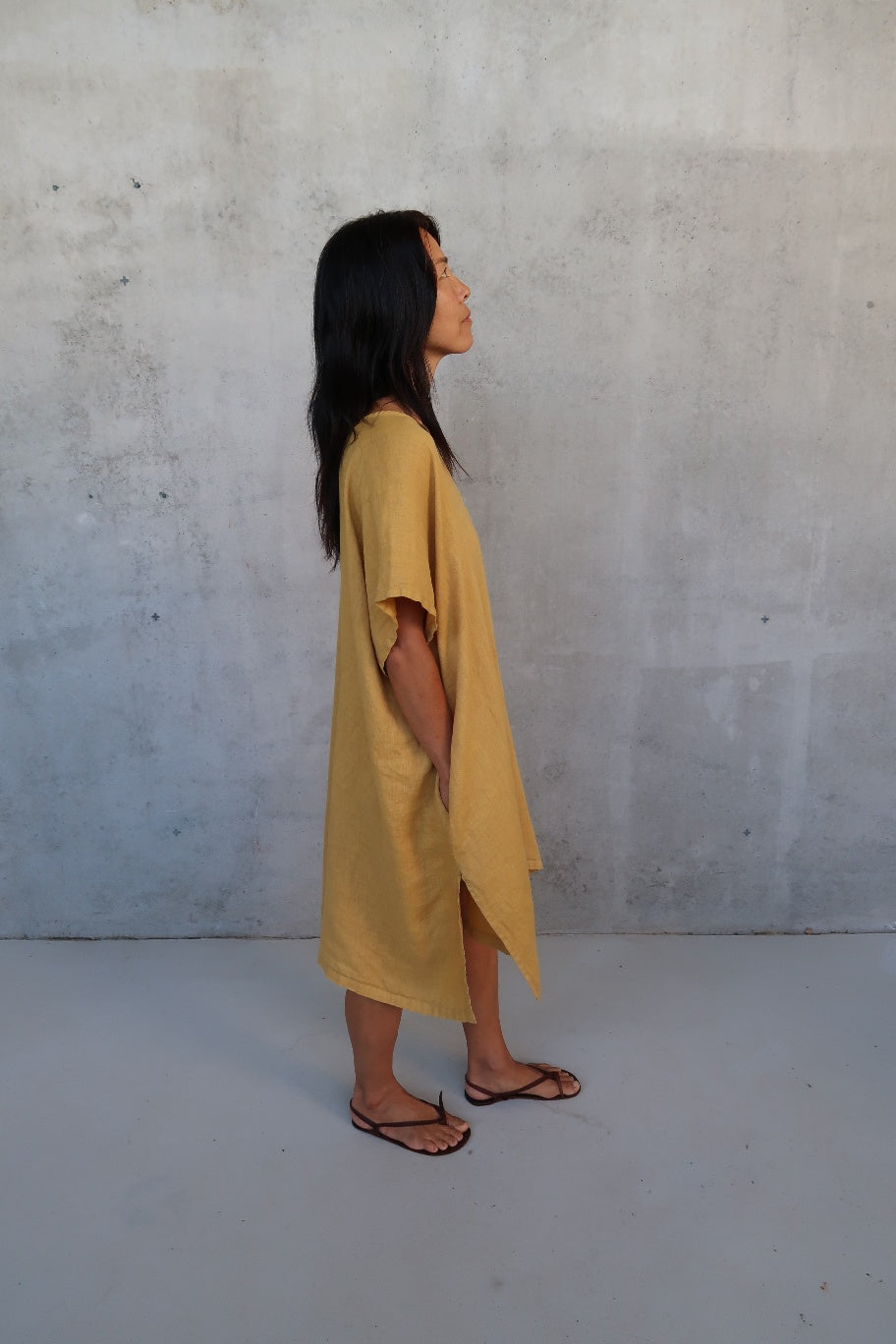 Montaigne Jacqueline Linen Kaftan Mustard