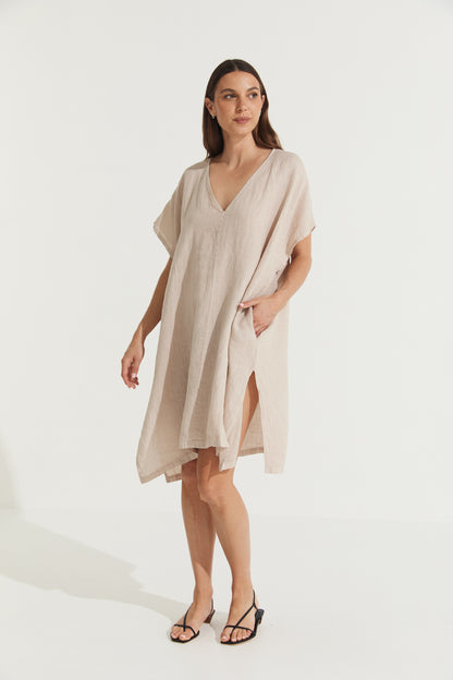 Montaigne Jacqueline Linen Kaftan Natural1