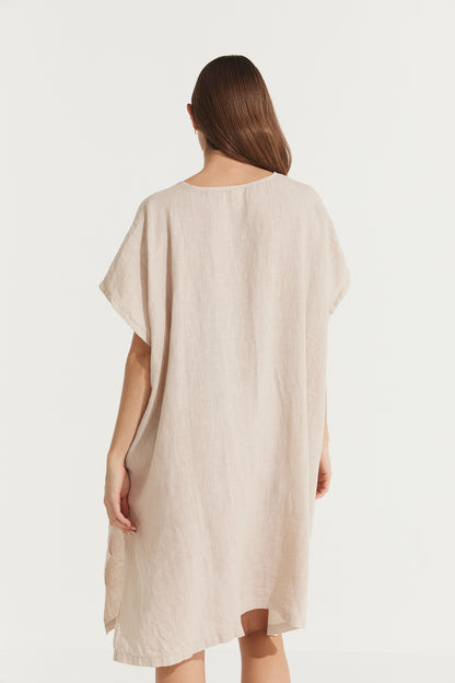 Montaigne Jacqueline Linen Kaftan Natural2