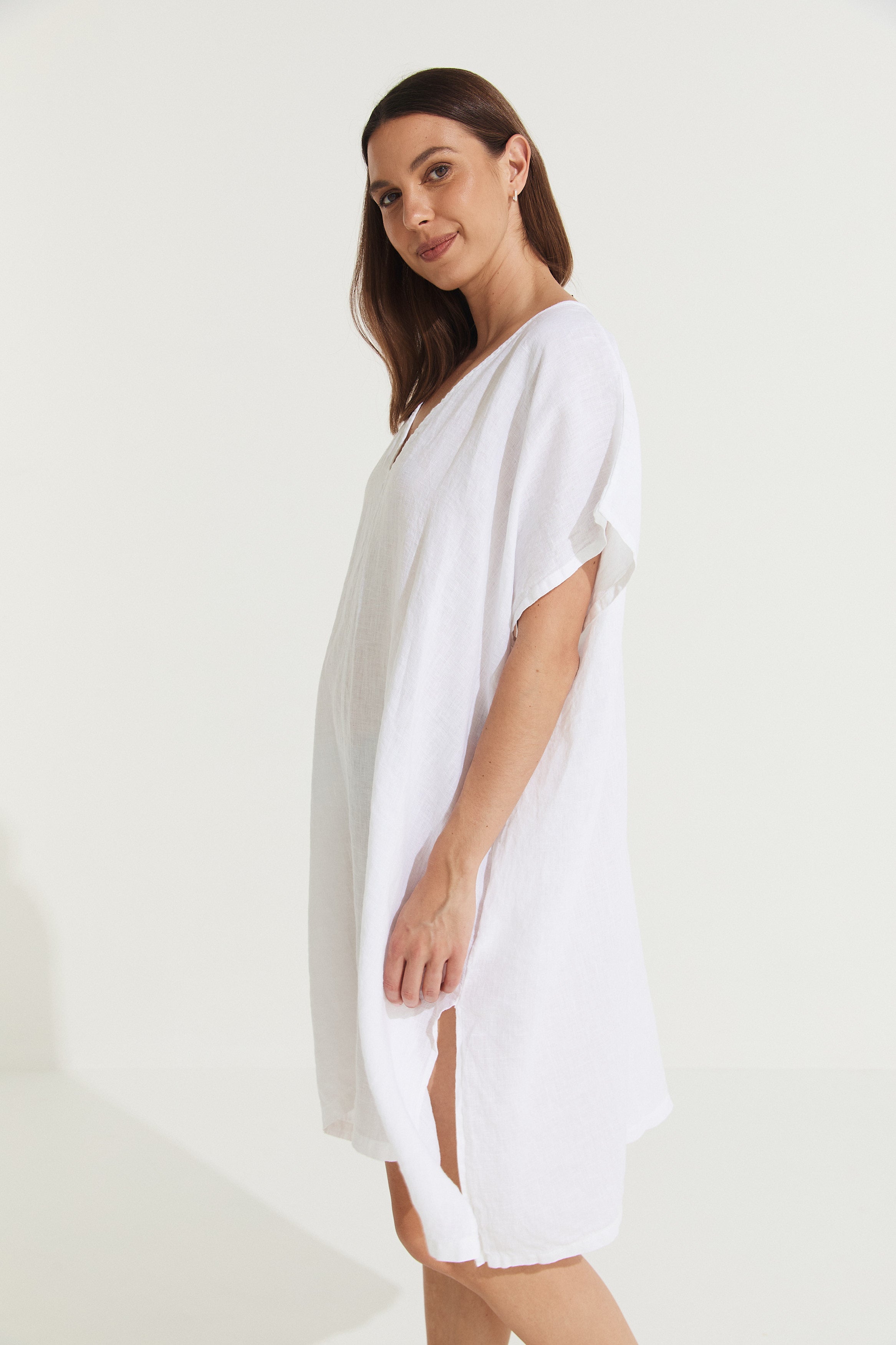 Montaigne Jacqueline Linen Kaftan White