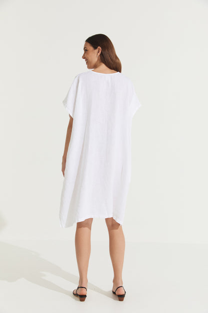 Montaigne Jacqueline Linen Kaftan White1