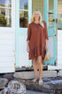 Montaigne Jean Long Sleeve Dress with Tie Up Back Rust