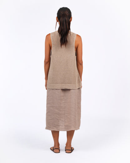 Montaigne Knitted Linen Singlet Natural2