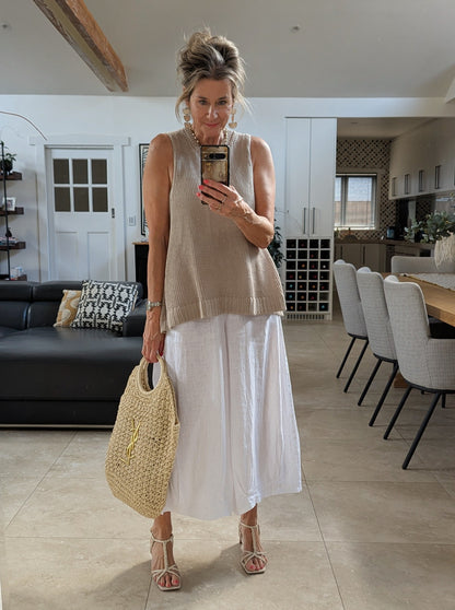 Montaigne Knitted Linen Singlet Natural5