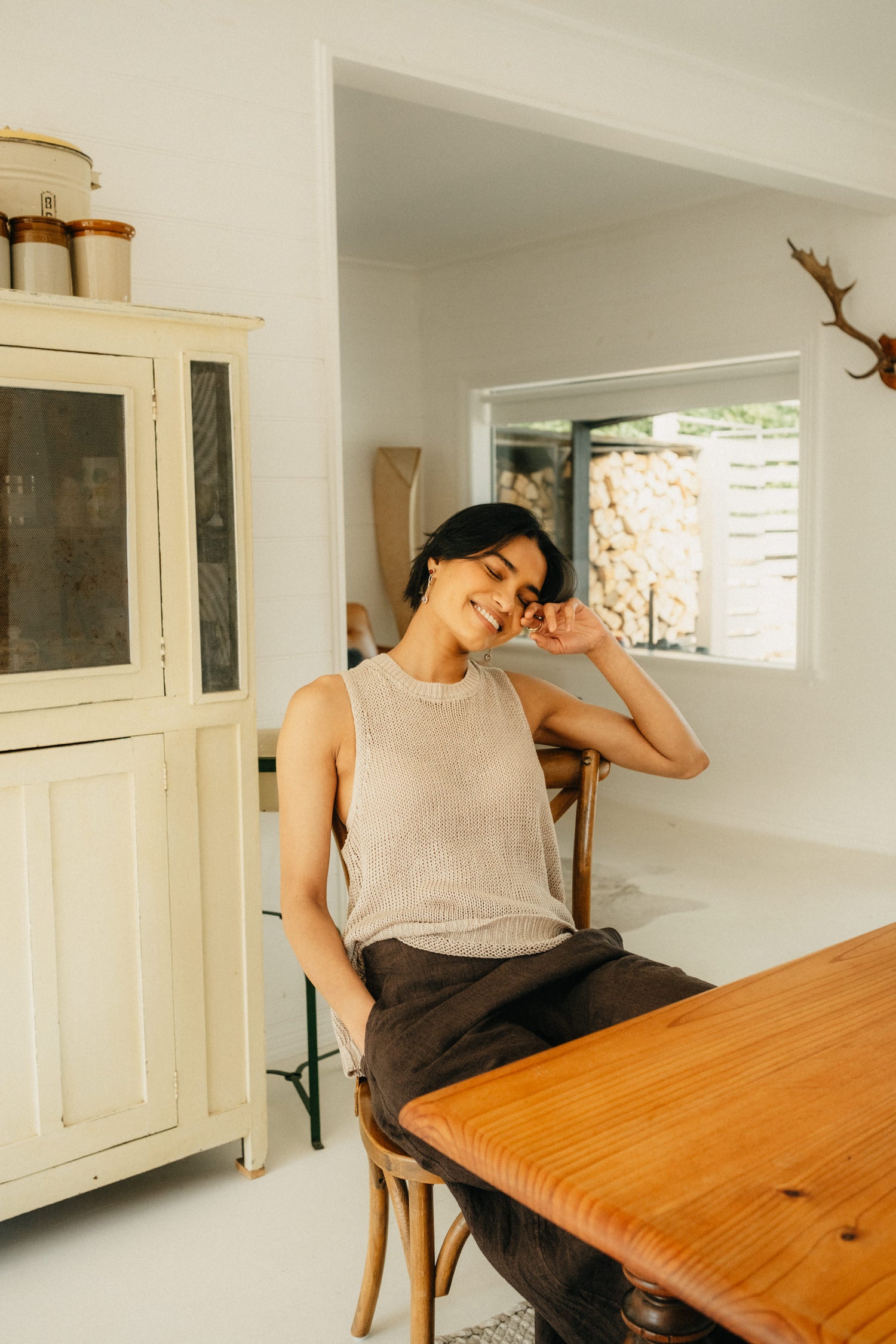 Montaigne Knitted Linen Singlet Natural6