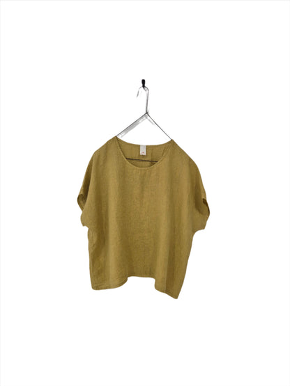 Montaigne Lee Linen Short Sleeve Top Mustard