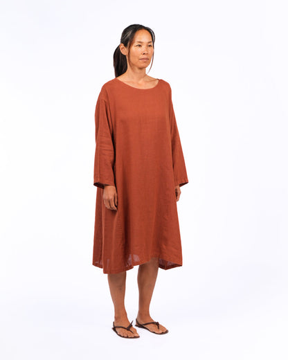montaigne liberte linen swing dress rust