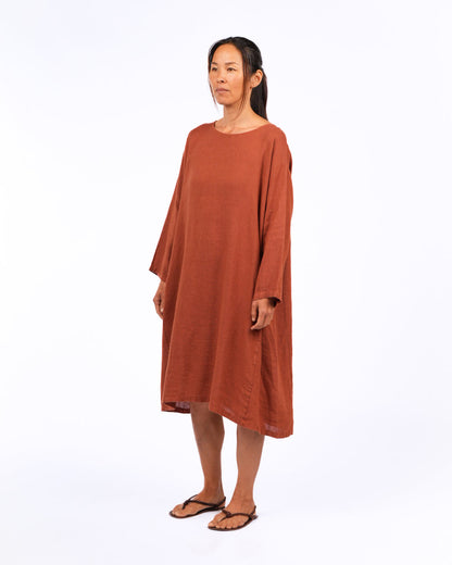 montaigne liberte linen swing dress rust
