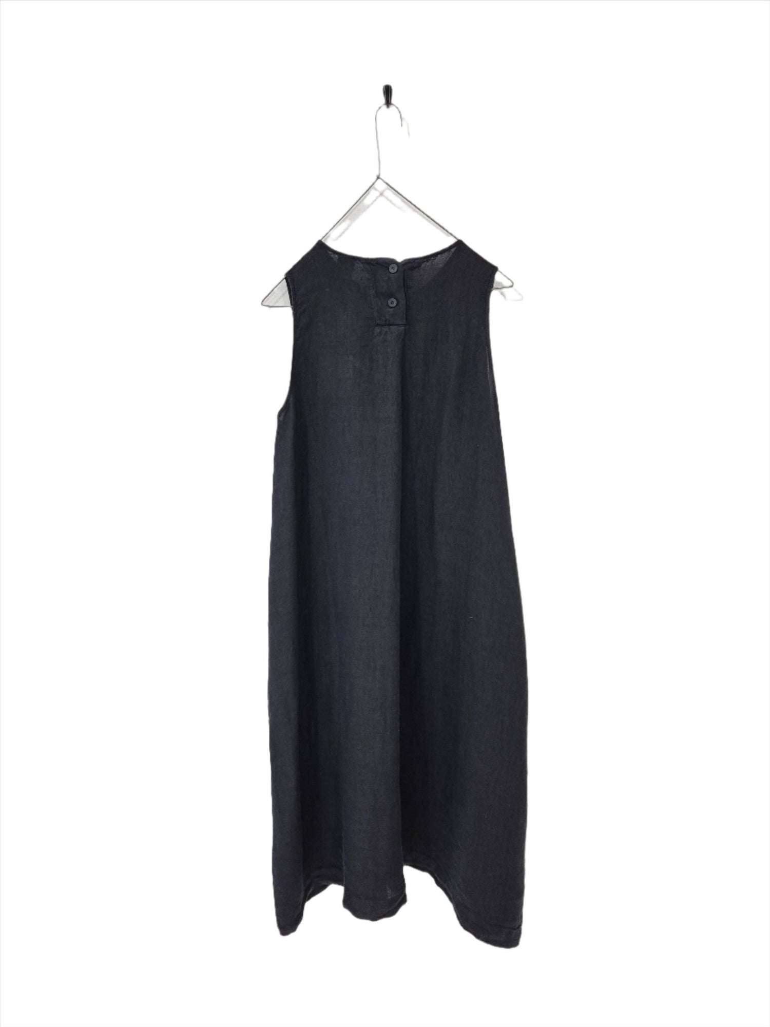 Montaigne Linen Dress with Deep Front Pockets Navy1