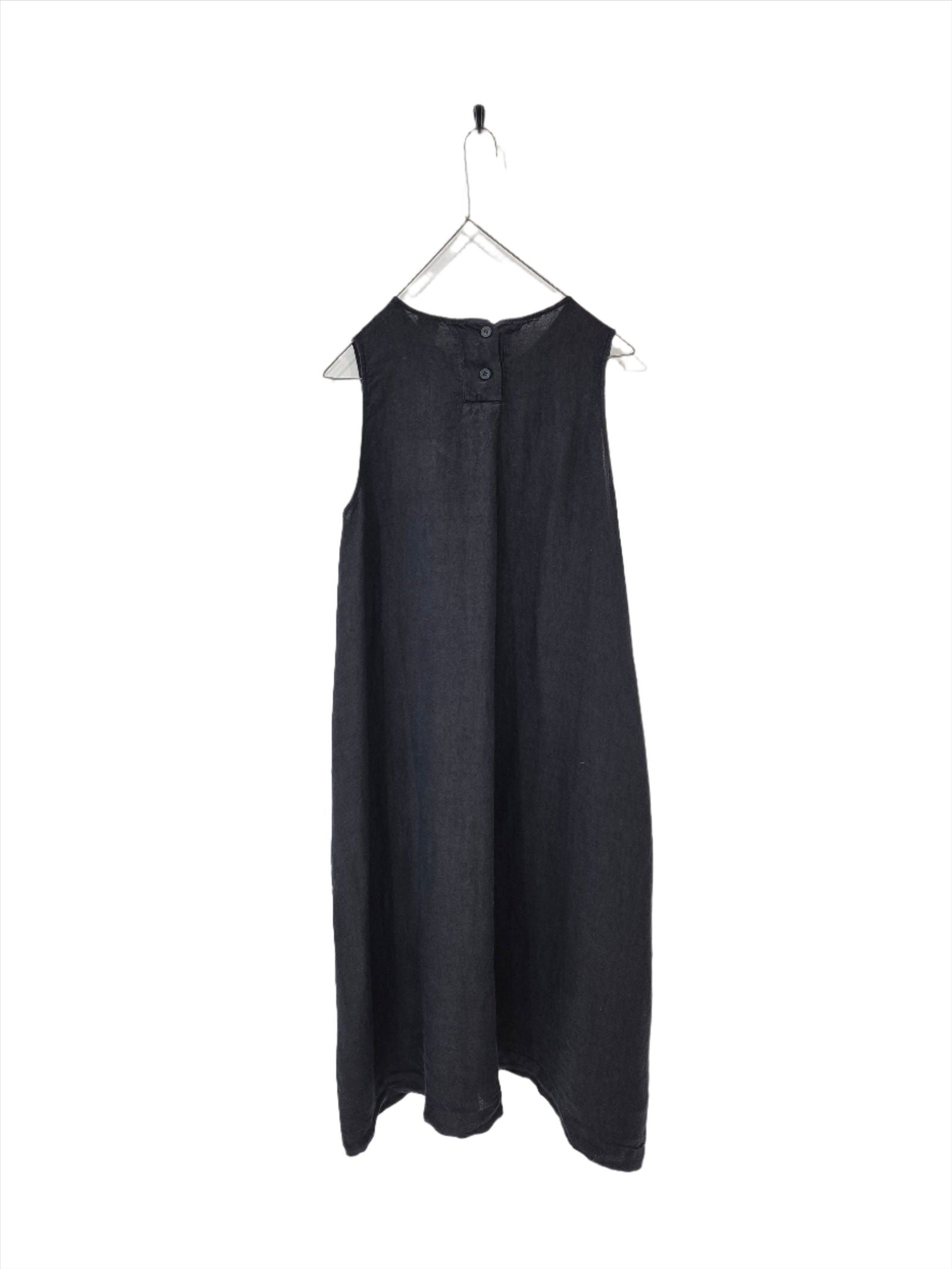 Montaigne Linen Dress with Deep Front Pockets Navy1