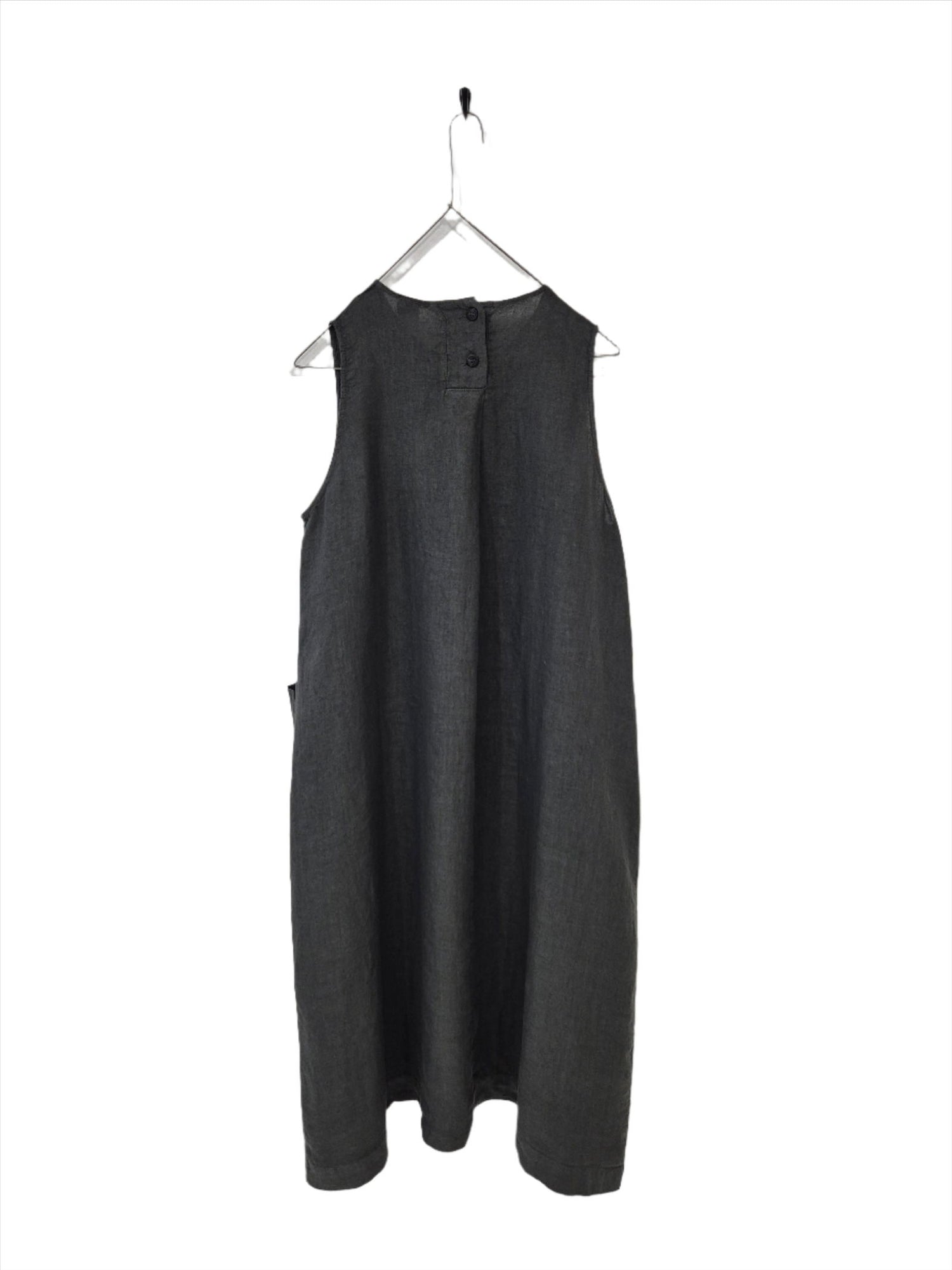 Montaigne Linen Dress with Deep Front Pockets Petrol2