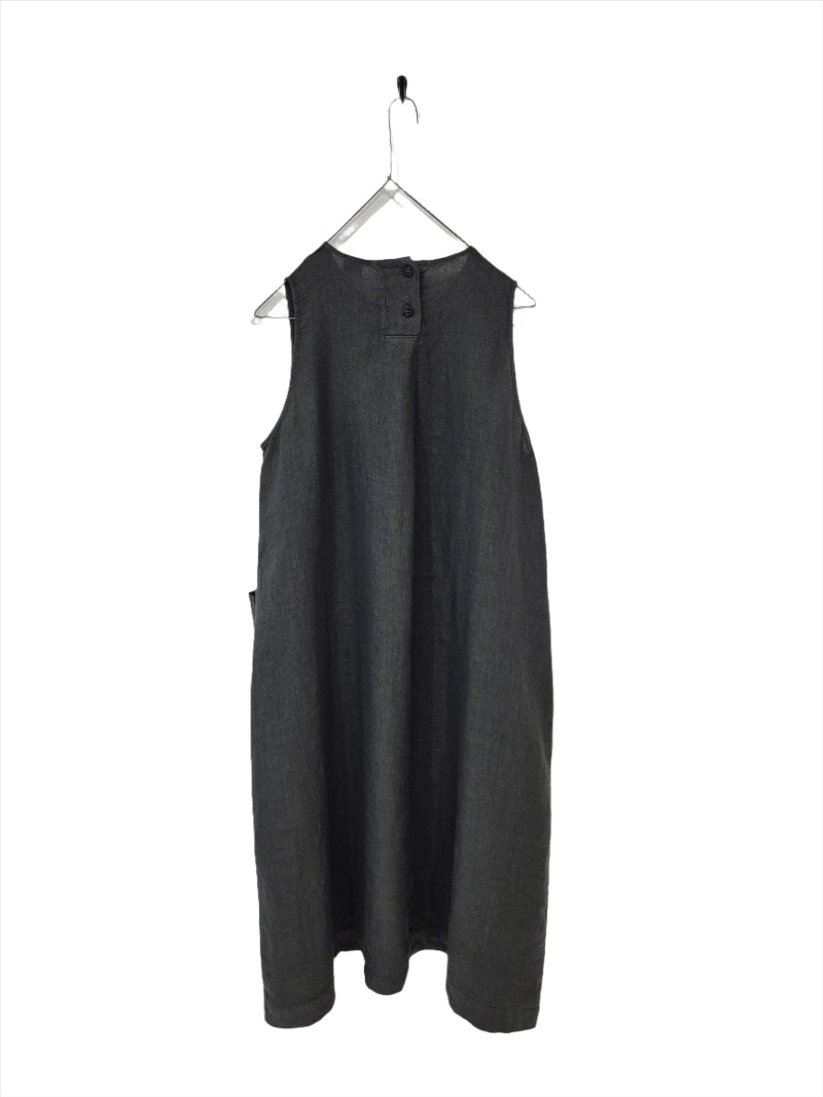 Montaigne Linen Dress with Deep Front Pockets Petrol2
