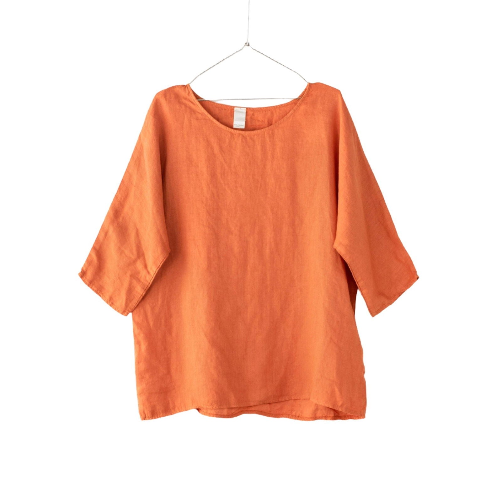Montaigne Loose Linen 3/4 Sleeve Top Ginger