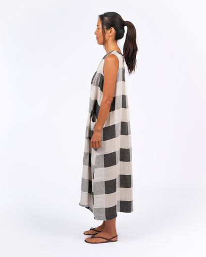 Montaigne Remy Linen Dress in Black Check5