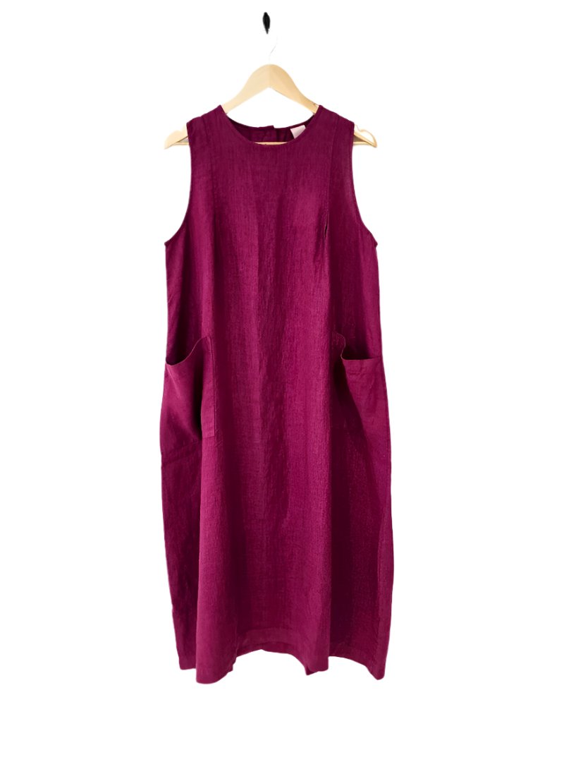 Montaigne Remy Linen Dress with Deep Front Pockets Orchid