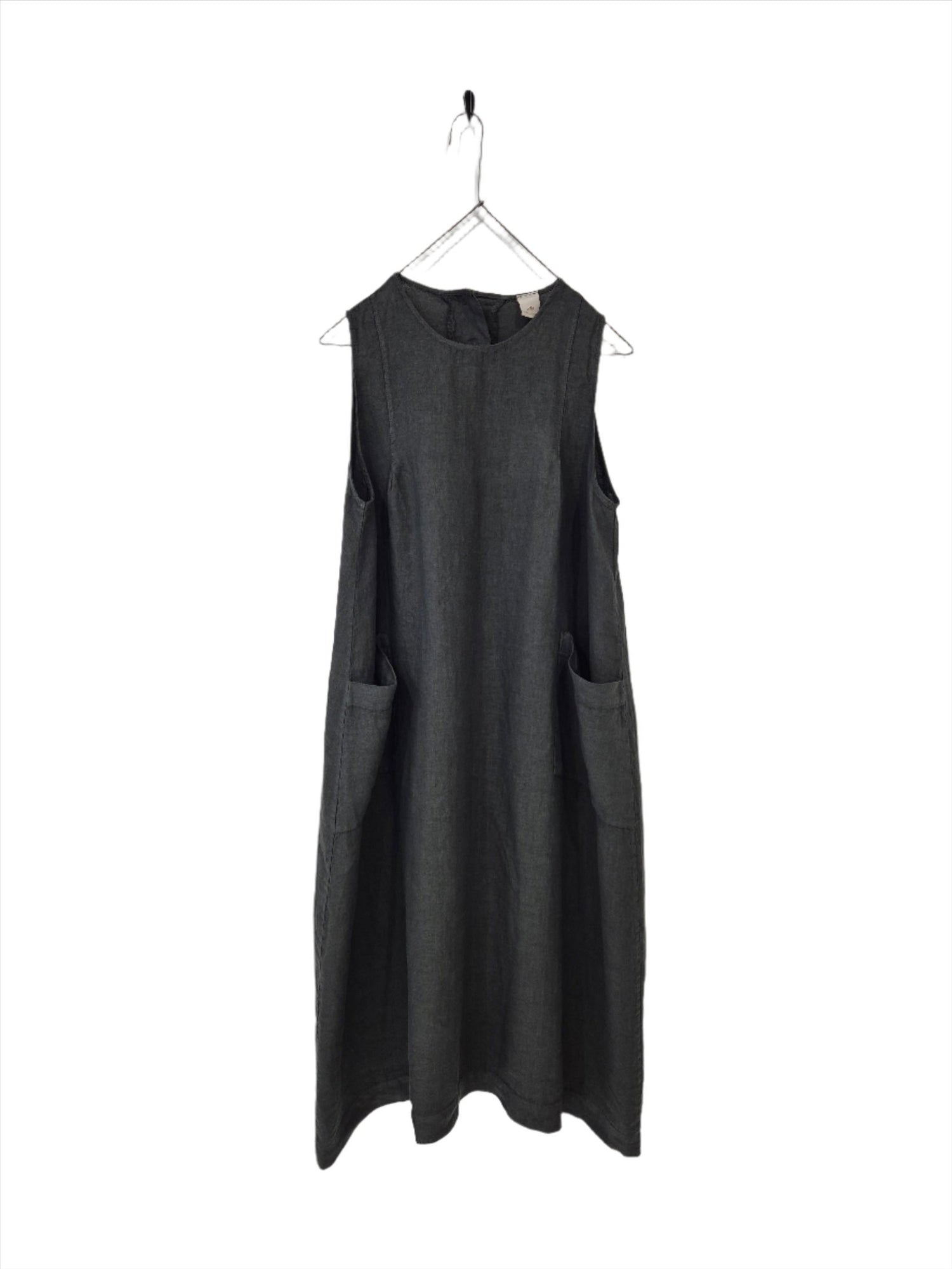 Montaigne Linen Dress with Deep Front Pockets Petrol1