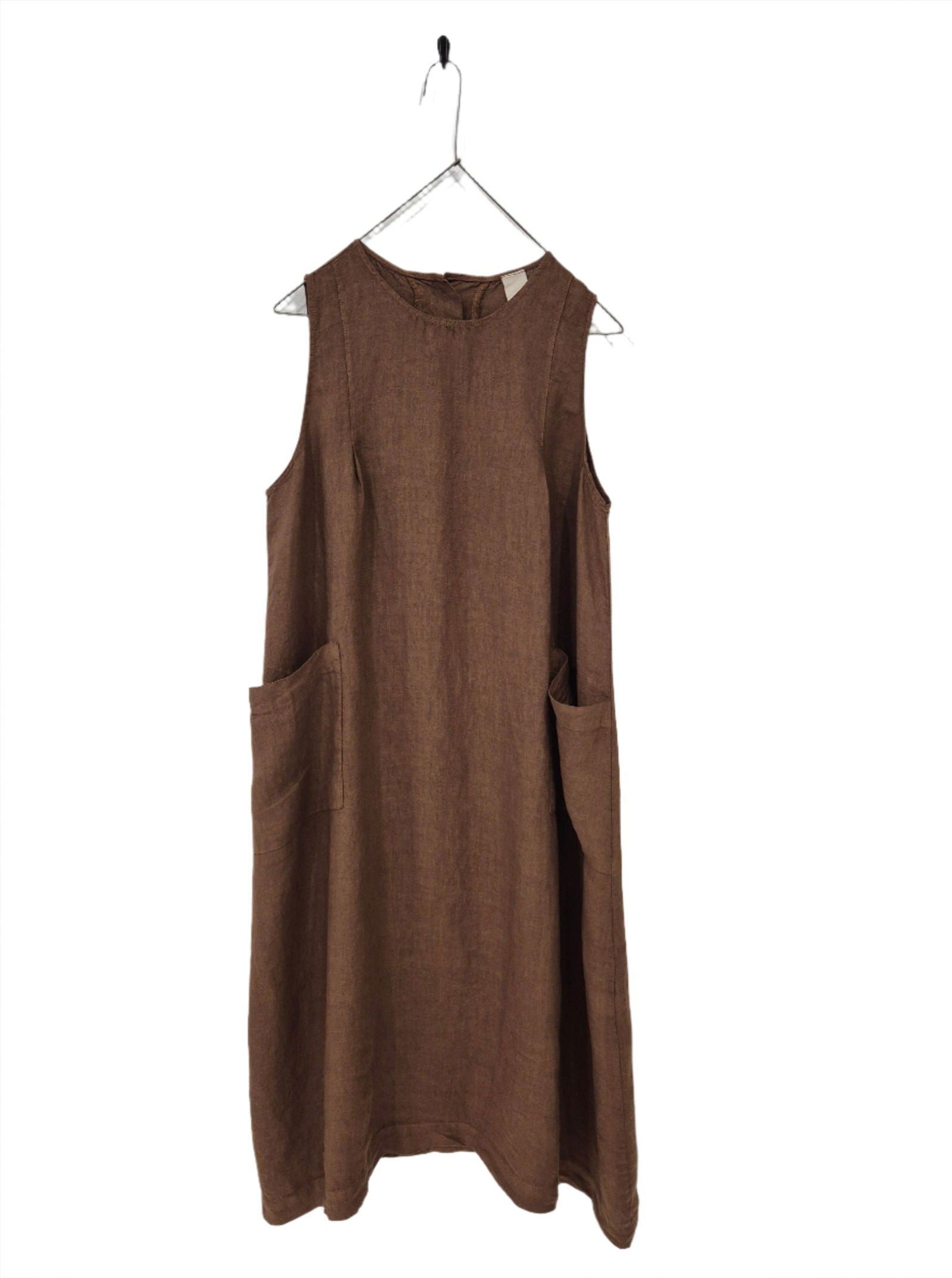 Montaigne Linen Dress with Deep Front Pockets Tobacco2