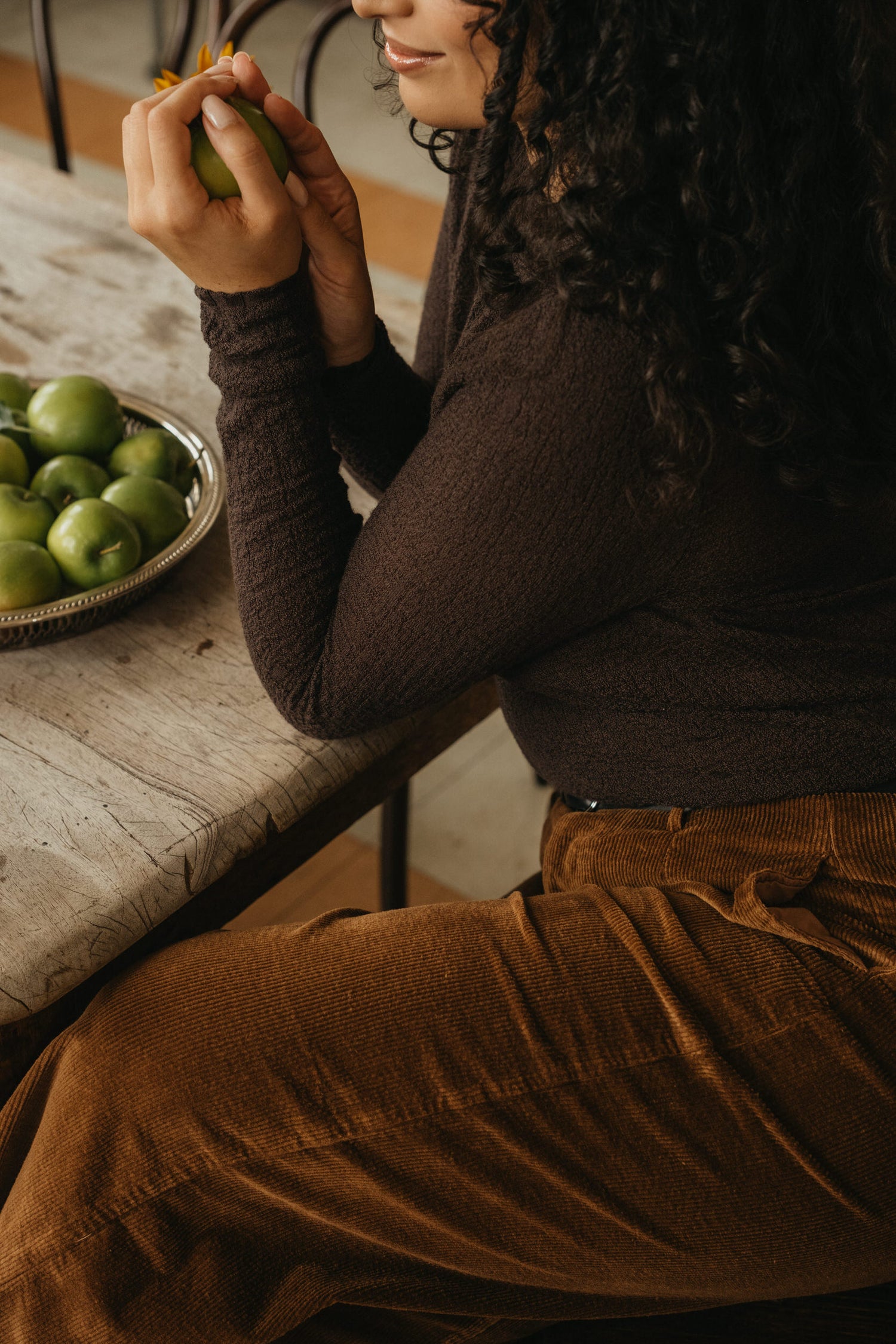 Montaigne Rene Corduroy Cotton Wide Leg Pants Tobacco4