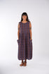 Montaigne Sartene French Linen Dress In Check Blue/Brown1