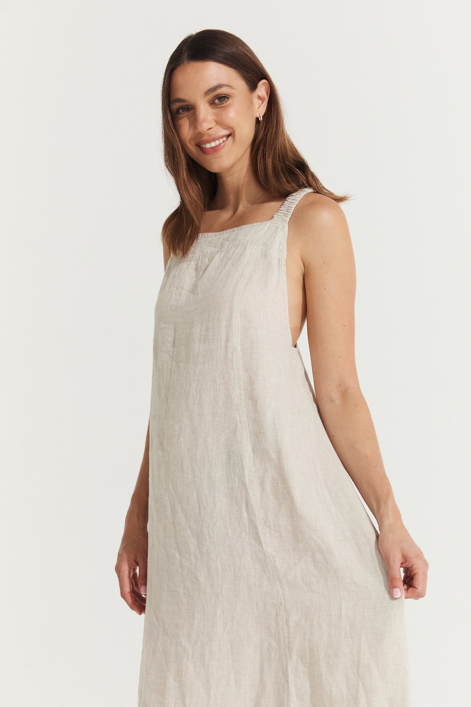 Montaigne Scarlett Full-Length Linen Dress Natural5