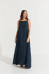 Montaigne Scarlett Full-Length Linen Dress Navy