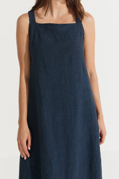 Montaigne Scarlett Full-Length Linen Dress Navy2