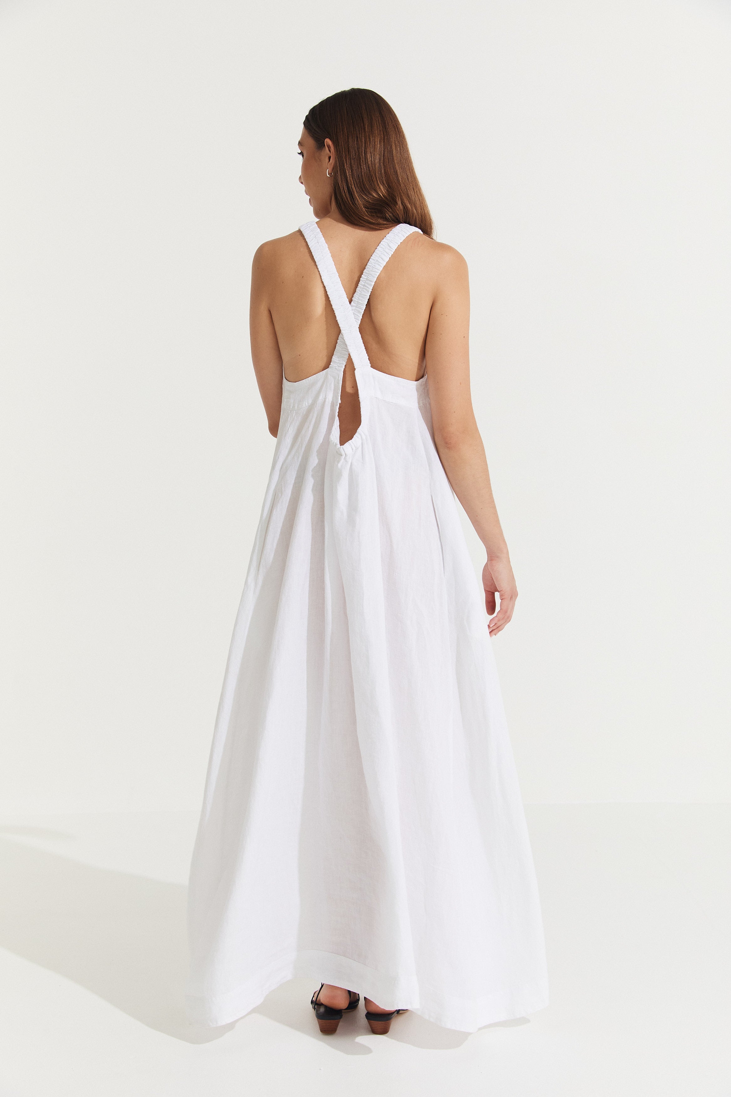 Montaigne Scarlett Full-Length Linen Dress White