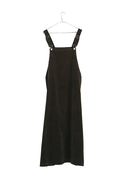 Corduroy Cotton Midi Overall Style Dress