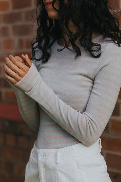 Women’s 100% Australian Merino Wool Knit Spencer in Stripe