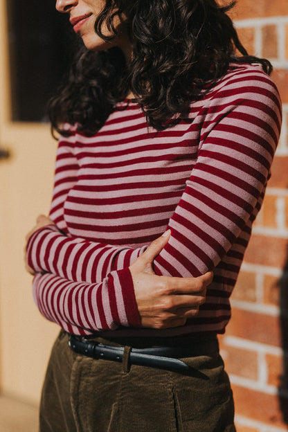 Women’s 100% Australian Merino Wool Knit Spencer in Stripe