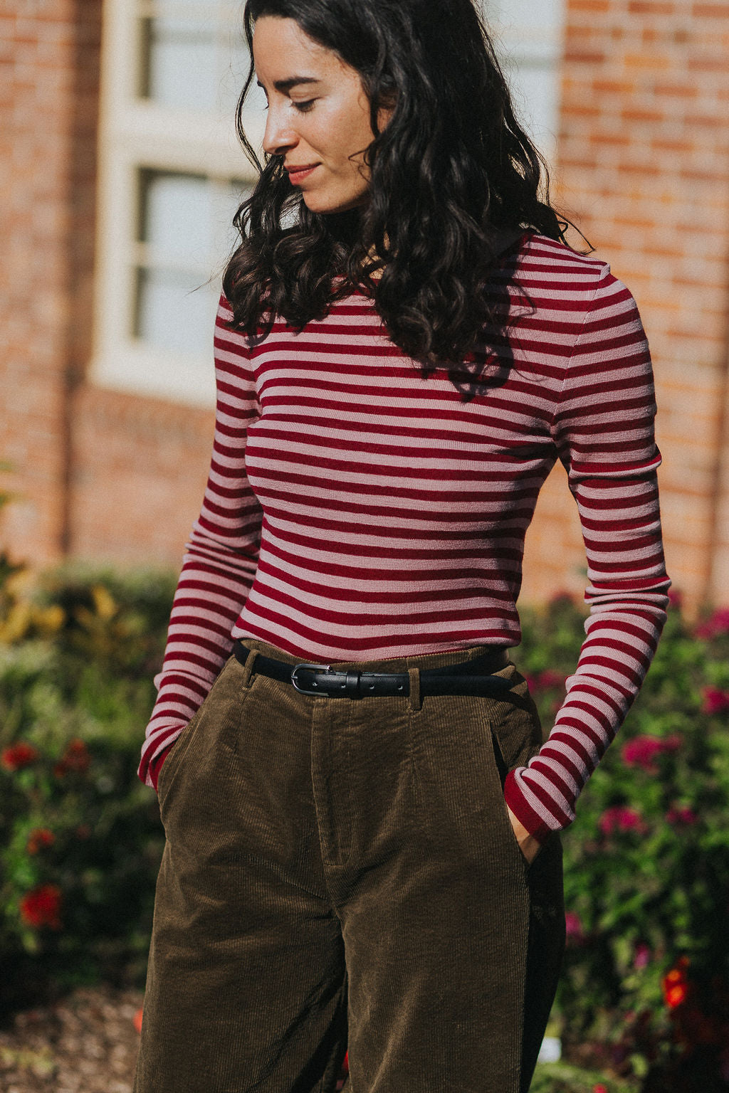 Women’s 100% Australian Merino Wool Knit Spencer in Stripe