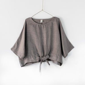 Montaigne linen boxy top - Taupe