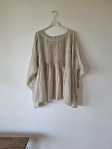 Francine hand crafted silk/cotton pleat top with buttons down back