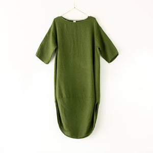 European Linen scallop dress - Forest Green