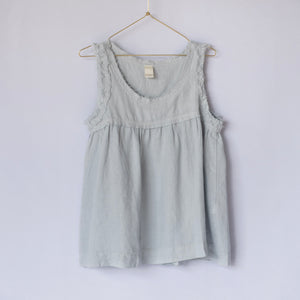 Pur frayed singlet top in linen