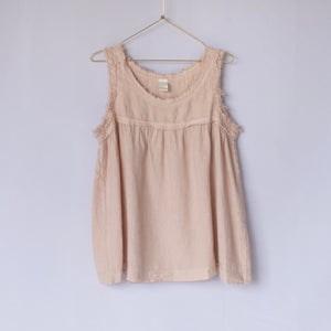 Pur frayed singlet top in linen