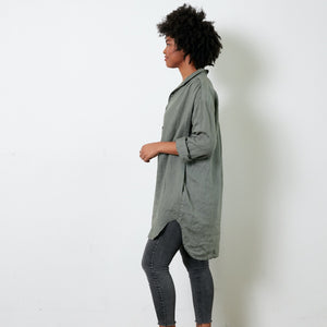 Montaigne Riviera oversized linen shirt with roll up sleeves 